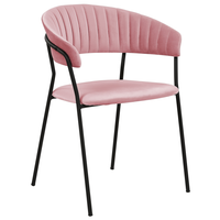 Set di 2 sedie da pranzo in tessuto vellutato rosa Rivestimento in metallo nero Gambe con braccioli Schienale curvo Design moderno e contemporaneo