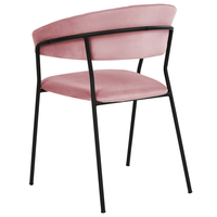 Set di 2 sedie da pranzo in tessuto vellutato rosa Rivestimento in metallo nero Gambe con braccioli Schienale curvo Design moderno e contemporaneo