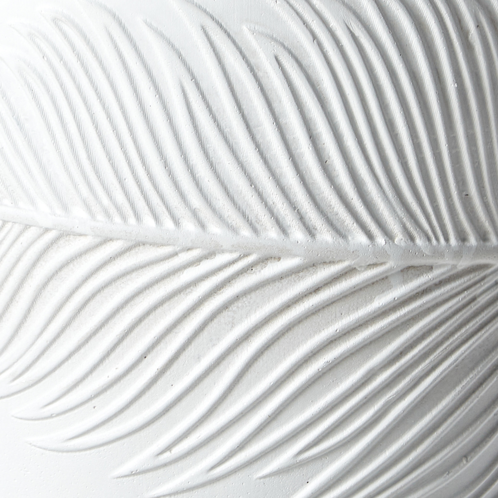 Vaso per piante da esterno in fibra di argilla bianca 35 x 35 x 33 cm Vaso rotondo resistente alle UC Motivo a foglie tradizionale