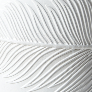 Vaso per piante da esterno in fibra di argilla bianca 35 x 35 x 33 cm Vaso rotondo resistente alle UC Motivo a foglie tradizionale