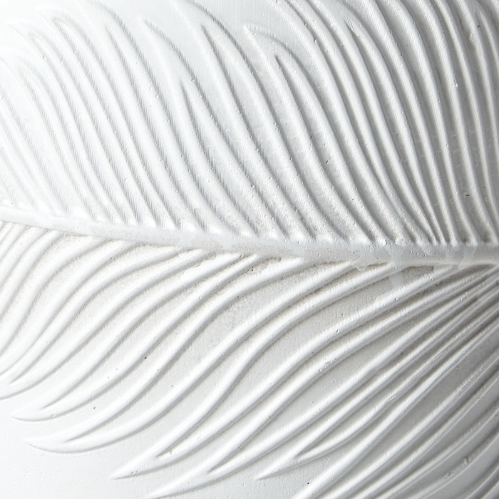 Vaso per piante da esterno in fibra di argilla bianca 35 x 35 x 33 cm Vaso rotondo resistente alle UC Motivo a foglie tradizionale