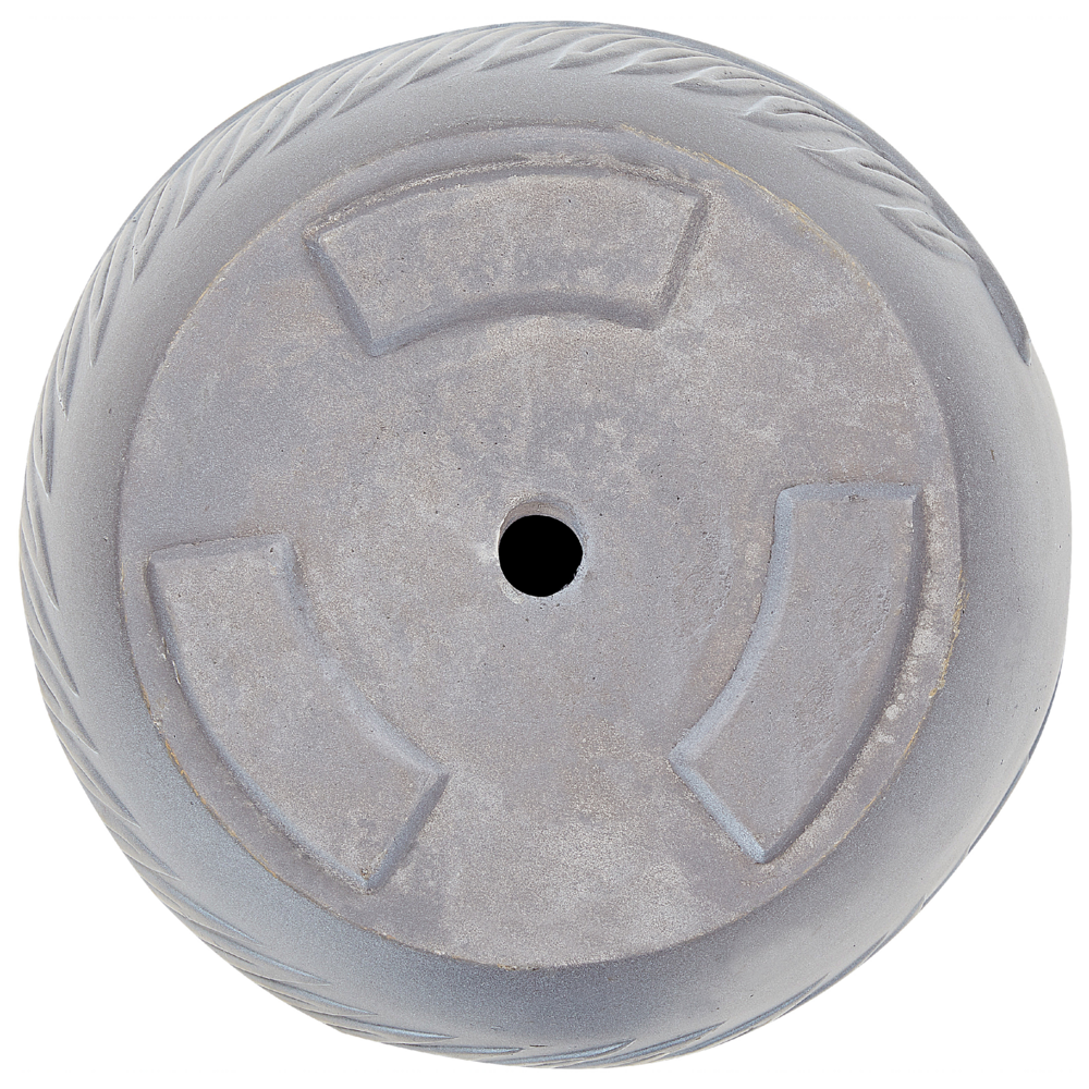 Vaso per piante da esterno in fibra di argilla grigio 28 x 28 x 16 cm Vaso rotondo resistente alle UC Motivo a foglie tradizionale