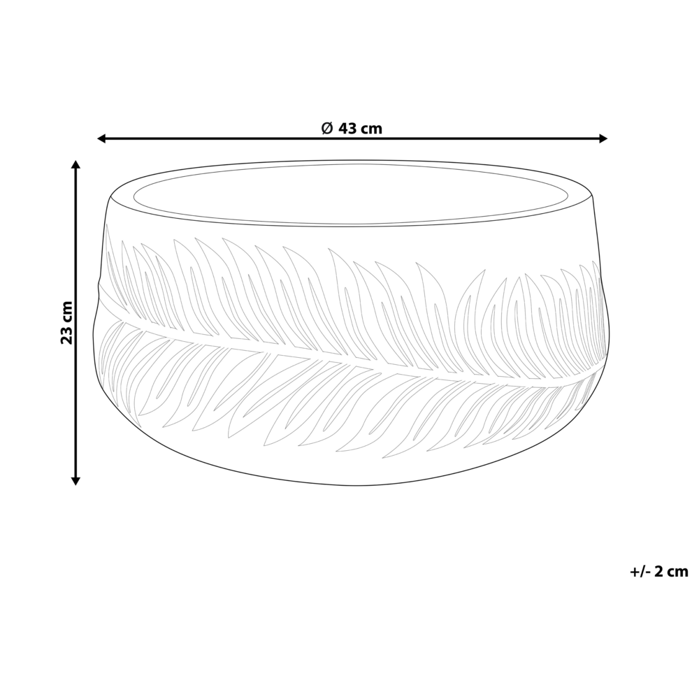 Vaso per piante da esterno in fibra di argilla bianco 43 x 43 x 23 cm Vaso rotondo resistente alle UC Motivo a foglie tradizionale