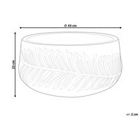 Vaso per piante da esterno in fibra di argilla bianco 43 x 43 x 23 cm Vaso rotondo resistente alle UC Motivo a foglie tradizionale