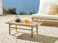 Tavolino in solido legno bamboo 80 x 45 cm interno ed esterno design moderno rustico