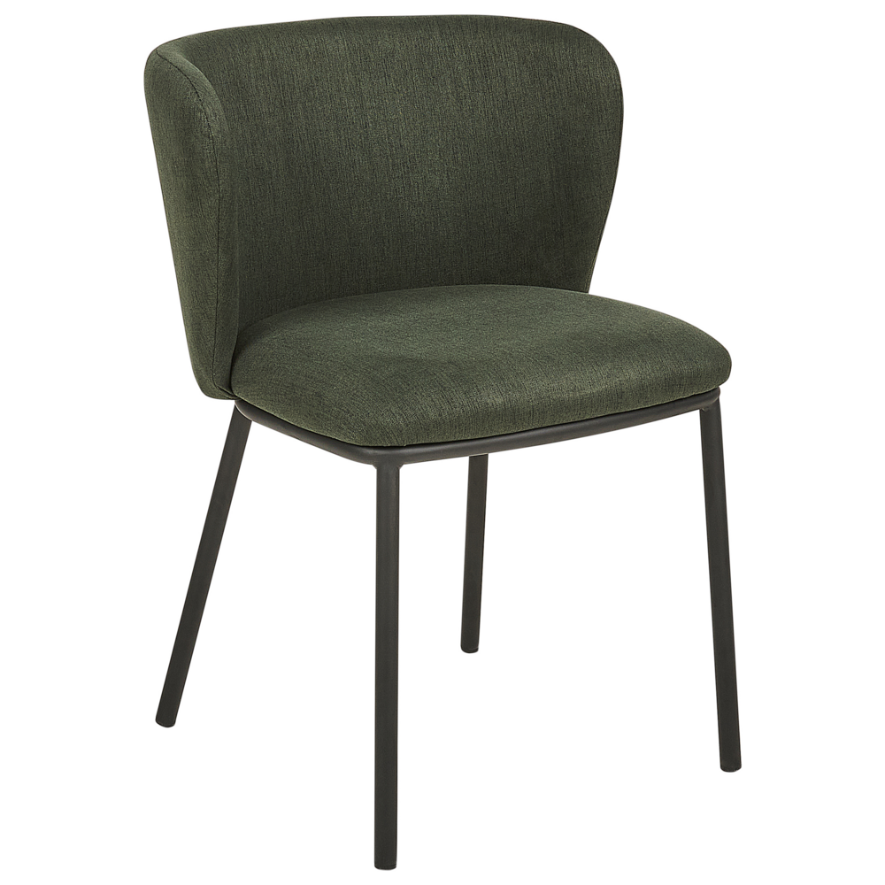 Set di 2 sedie da pranzo in poliestere verde Rivestimenti in metallo nero Gambe senza braccioli Schienale curvo Design moderno e contemporaneo