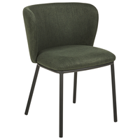 Set di 2 sedie da pranzo in poliestere verde Rivestimenti in metallo nero Gambe senza braccioli Schienale curvo Design moderno e contemporaneo