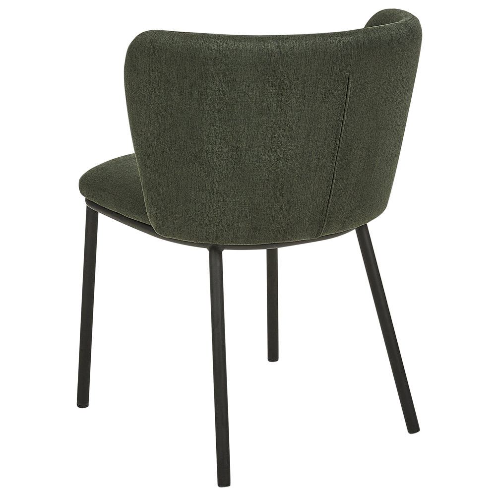 Set di 2 sedie da pranzo in poliestere verde Rivestimenti in metallo nero Gambe senza braccioli Schienale curvo Design moderno e contemporaneo
