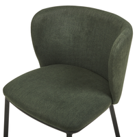 Set di 2 sedie da pranzo in poliestere verde Rivestimenti in metallo nero Gambe senza braccioli Schienale curvo Design moderno e contemporaneo