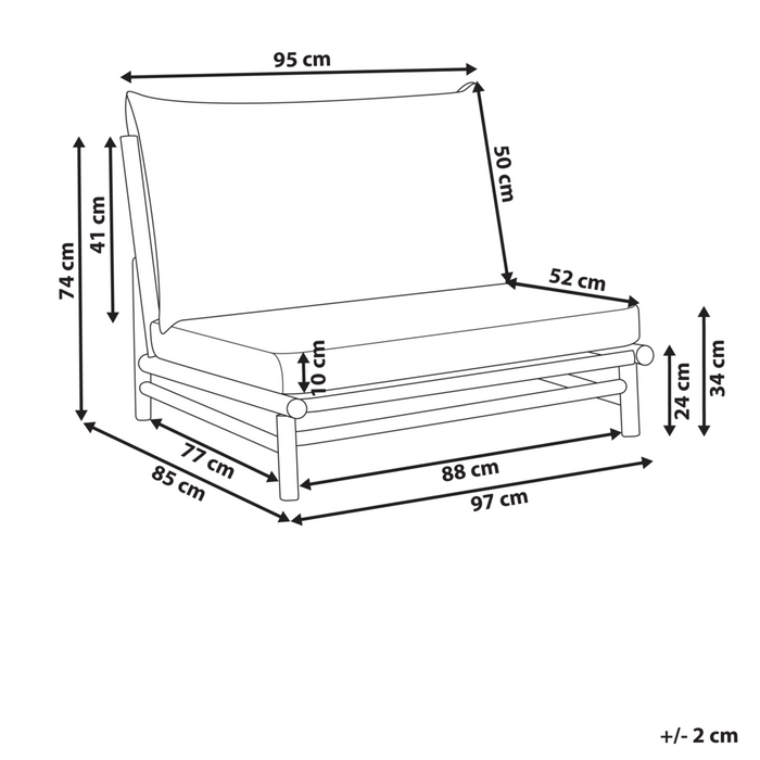 Poltroncina da esterno in legno di bambù con cuscini tortora stile moderno contemporaneo rustico