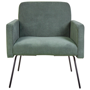 Poltrona Velluto Verde Scuro Snelle Gambe In Metallo Nero Moderno Soggiorno Retrò