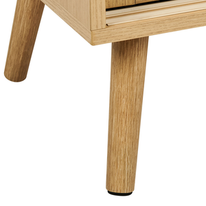 Credenza in truciolato di vimini e rattan con 2 ante e ripiani in legno chiaro camera da letto