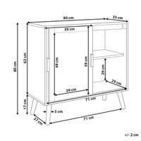 Credenza in truciolato di vimini e rattan con 2 ante e ripiani in legno chiaro camera da letto