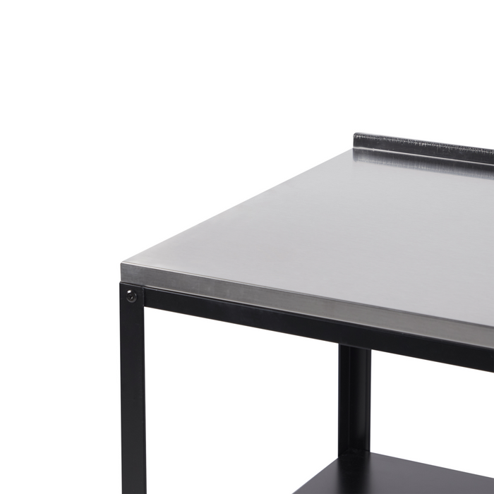 Scaffale per isola da giardino  in acciaio inox nero 50 x 50 x 92 cm con 2 ripiani con top cucina  giardino