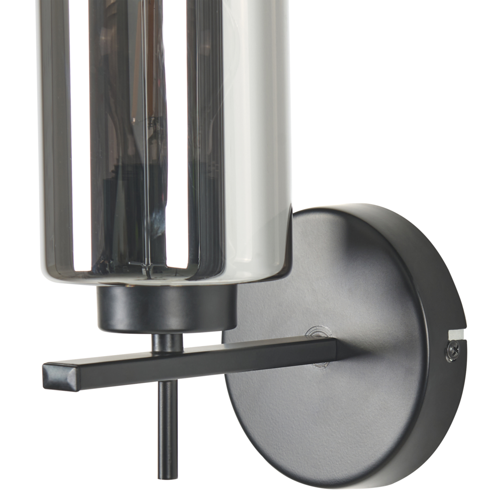 Lampada da terra Grigio e nero con base in ferro e paralume fumé in vetro Punto luce singolo Accessori per la casa Illuminazione