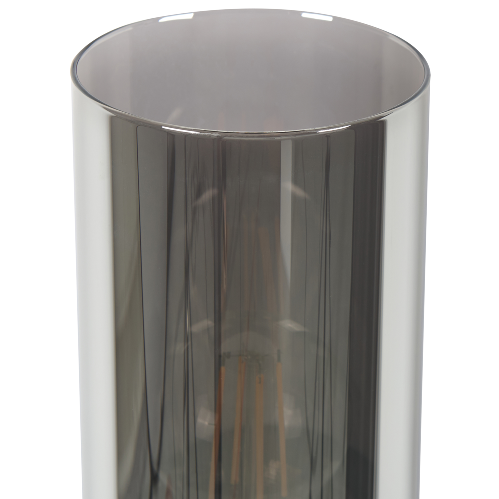 Lampada da terra Grigio e nero con base in ferro e paralume fumé in vetro Punto luce singolo Accessori per la casa Illuminazione