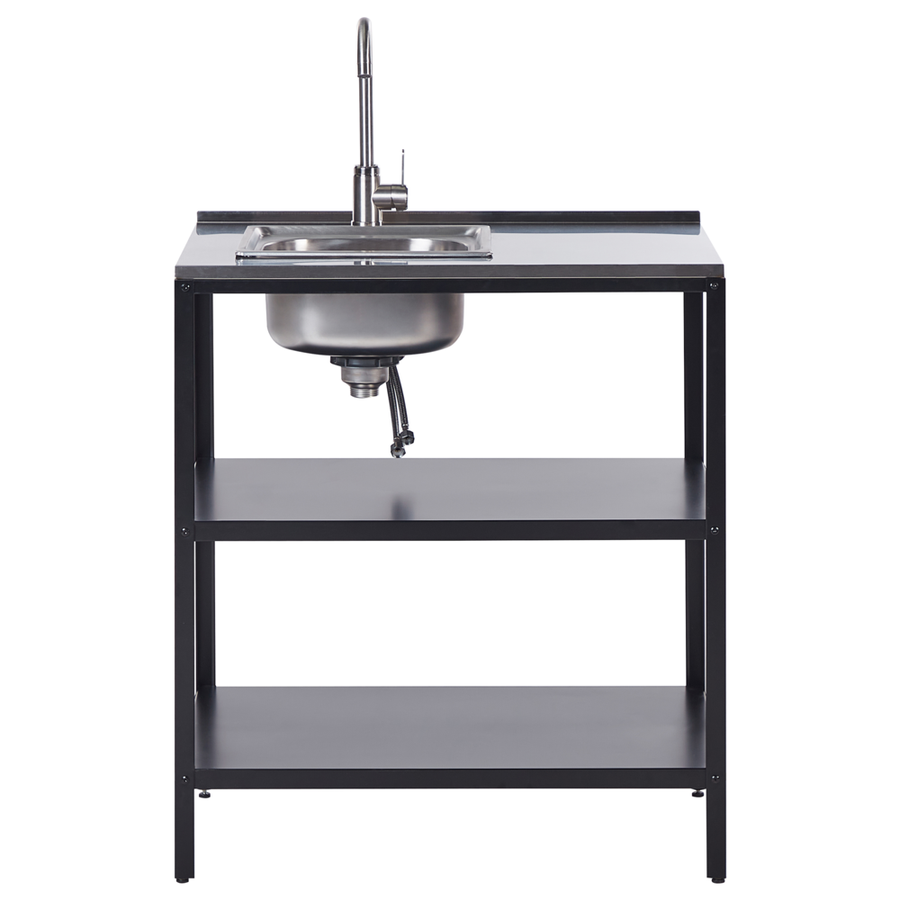 Set di cucina da esterno 2 elementi in acciaio inox nero 2 isole da cucina lavello a leva cucina da esterno