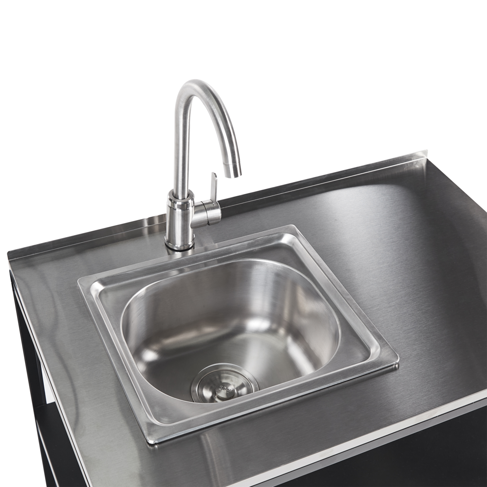 Set di cucina da esterno 2 elementi in acciaio inox nero 2 isole da cucina lavello a leva cucina da esterno
