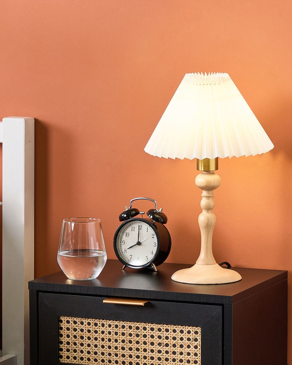 Lampada da tavolo elegante in legno chiaro 39 cm stile retrò elegante glamour