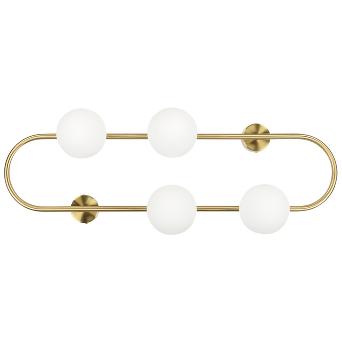 Lampada da parete con 4 luci a forma di globo e paralume in vetro base metallo dorato stile moderno