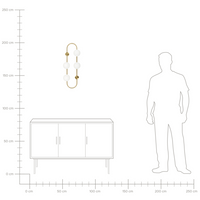 Lampada da parete con 4 luci a forma di globo e paralume in vetro base metallo dorato stile moderno