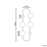 Lampada da parete con 4 luci a forma di globo e paralume in vetro base metallo nero opaco stile moderno