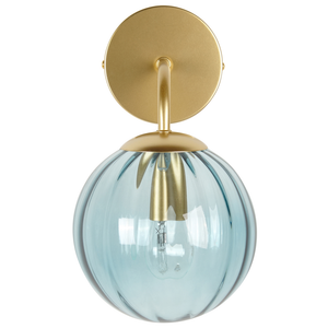 Lampada da parete paralume in vetro con base in ferro blu stile retrò camera da letto