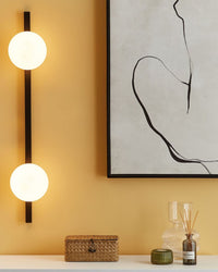 Lampada da parete con vaso per piante base nera in metallo con 2 paralumi in vetro stile moderno camera da letto