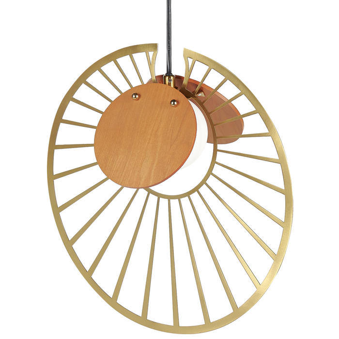 Lampadario in metallo e legno chiaro stile moderno soggiorno ingresso camera da letto