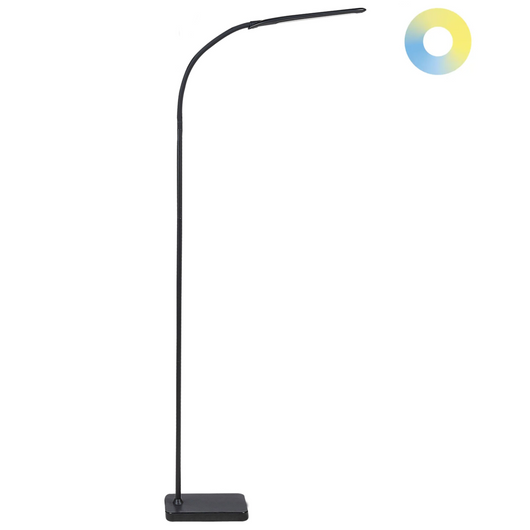 Lampada da terra a LED per ufficio da casa in metallo e interruttore a sfioramento nero soggiorno