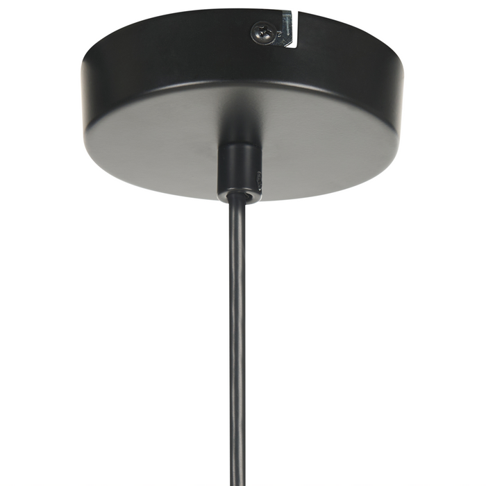 Lampada a sospensione in metallo e rattan naturale e nero stile moderno contemporaneo soggiorno