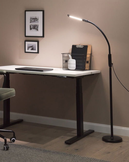 Lampada da terra LED per ufficio in metallo nero e materiale sintetico interruttore a sfioramento stile moderno industriale