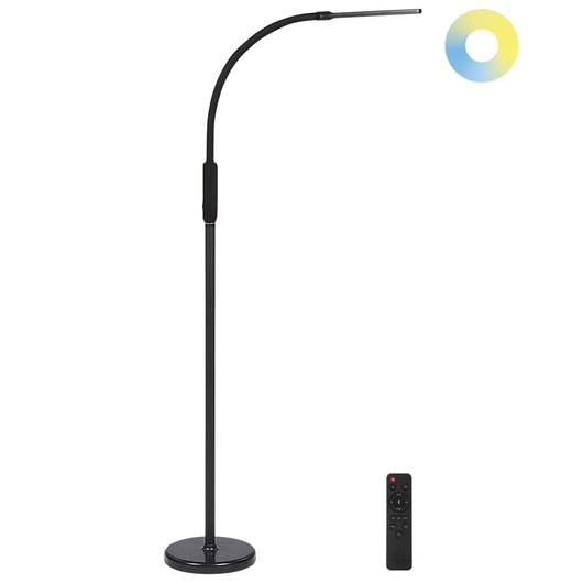 Lampada da terra LED per ufficio in metallo nero e materiale sintetico interruttore a sfioramento stile moderno industriale