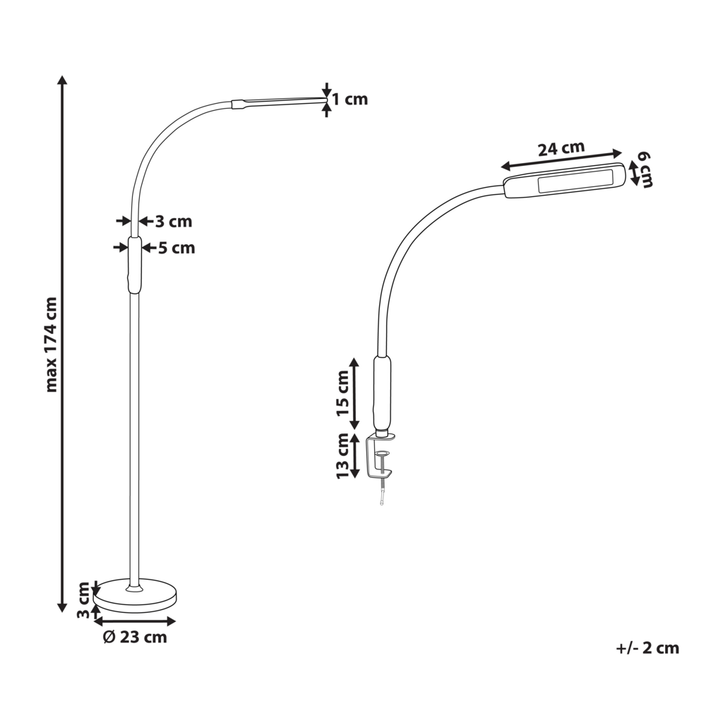 Lampada da terra LED per ufficio in metallo nero e materiale sintetico interruttore a sfioramento stile moderno industriale
