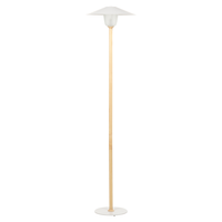 Lampada da terra Paralume in metallo bianco Struttura in legno di quercia Stile minimalista Scandinavo