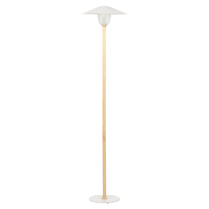 Lampada da terra Paralume in metallo bianco Struttura in legno di quercia Stile minimalista Scandinavo