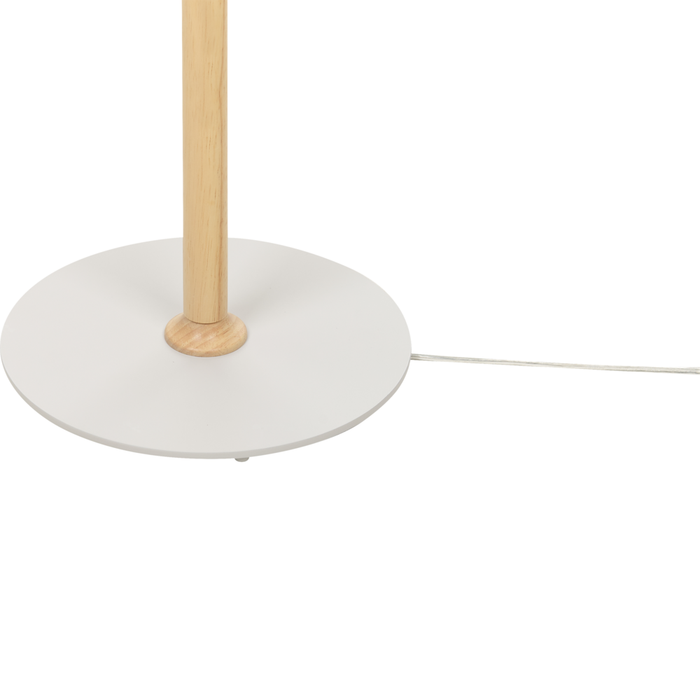 Lampada da terra Paralume in metallo bianco Struttura in legno di quercia Stile minimalista Scandinavo