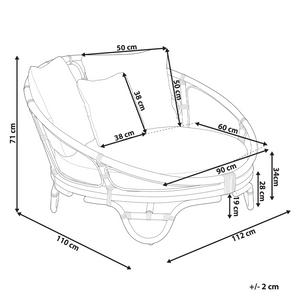 Lettino da esterno in rattan beige naturale con cuscini resistenti alle intemperie stile boho tradizionale