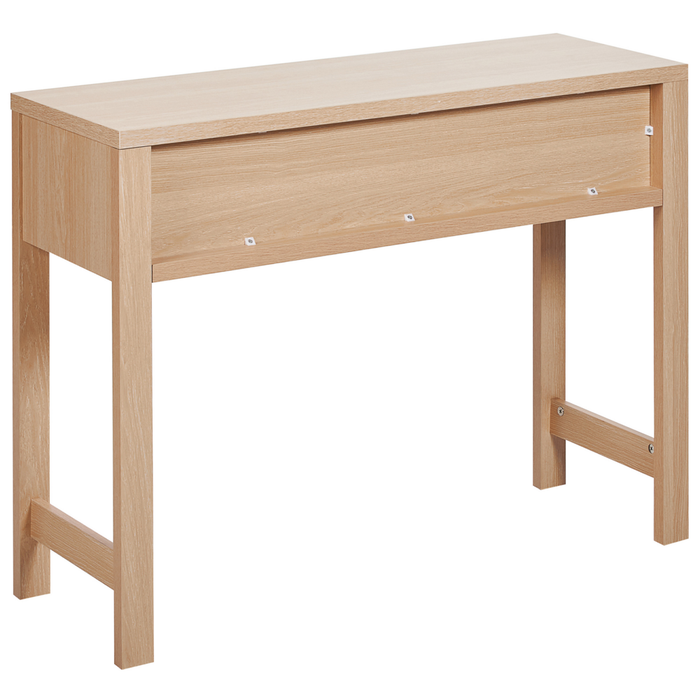 Tavolo Consolle Legno Chiaro Manufatto 2 Cassetti Maniglie Nere Mobili Soggiorno Corridoio Design Moderno Boho