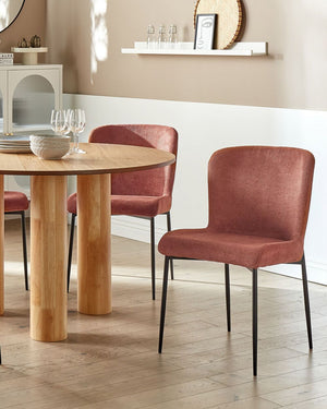 Set di 2 sedie da pranzo in tessuto poliestere con texture a maglia marrone soggiorno e camera da letto