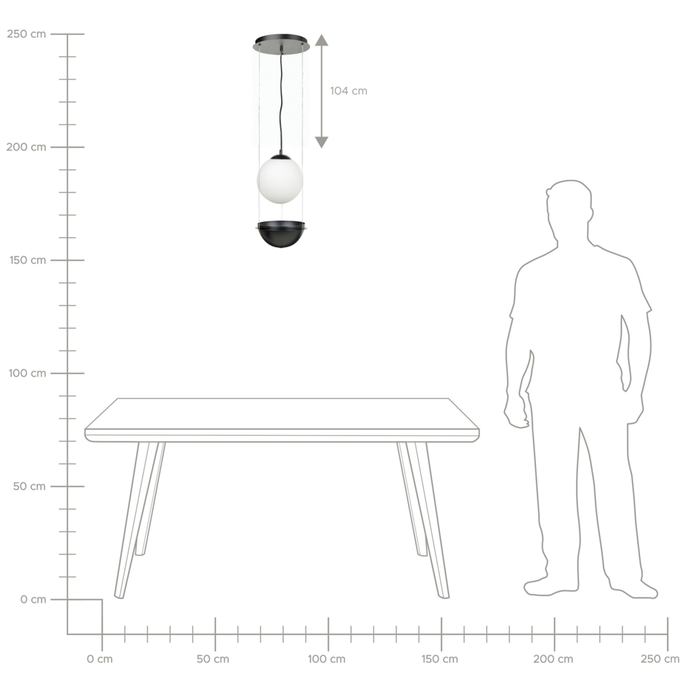 Lampada a sospensione con paralume in vetro nero Forma di globo rotondo Luce a sospensione