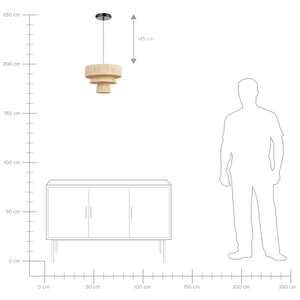 Lampada a sospensione Carta naturale con paralume strutturato Japandi Stile naturale Cavo di iuta