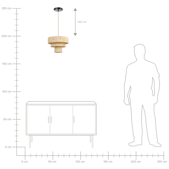 Lampada a sospensione Carta naturale con paralume strutturato Japandi Stile naturale Cavo di iuta