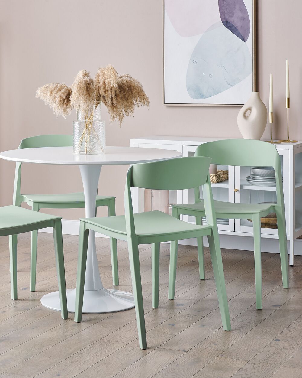 Set di 2 sedie da pranzo verde menta impilabili con gambe senza braccioli Sedie da conferenza in plastica Design moderno contemporaneo Sedute per la sala da pranzo