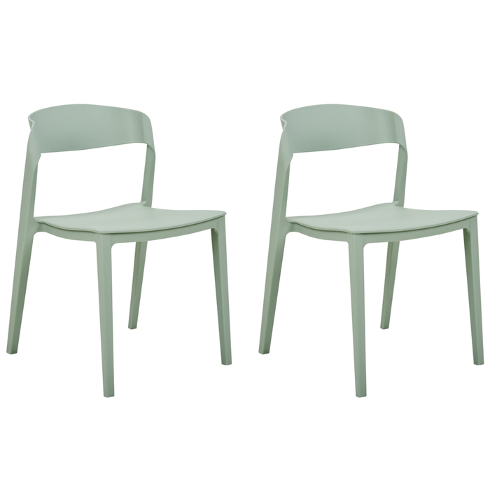Set di 2 sedie da pranzo verde menta impilabili con gambe senza braccioli Sedie da conferenza in plastica Design moderno contemporaneo Sedute per la sala da pranzo