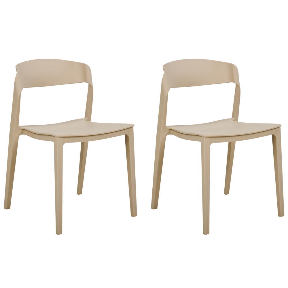 Set di 2 sedie da pranzo beige impilabili con gambe senza braccioli Sedie da conferenza in plastica Design moderno contemporaneo Sedute per la sala da pranzo
