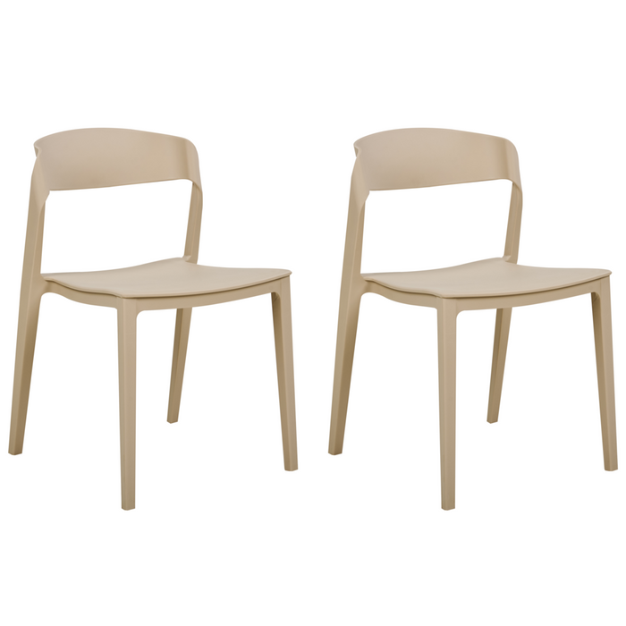 Set di 2 sedie da pranzo beige impilabili con gambe senza braccioli Sedie da conferenza in plastica Design moderno contemporaneo Sedute per la sala da pranzo
