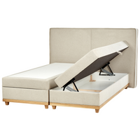 Divano letto king size UE con contenitore 180 x 200 cm Rivestimento beige con materasso a molle Bonell