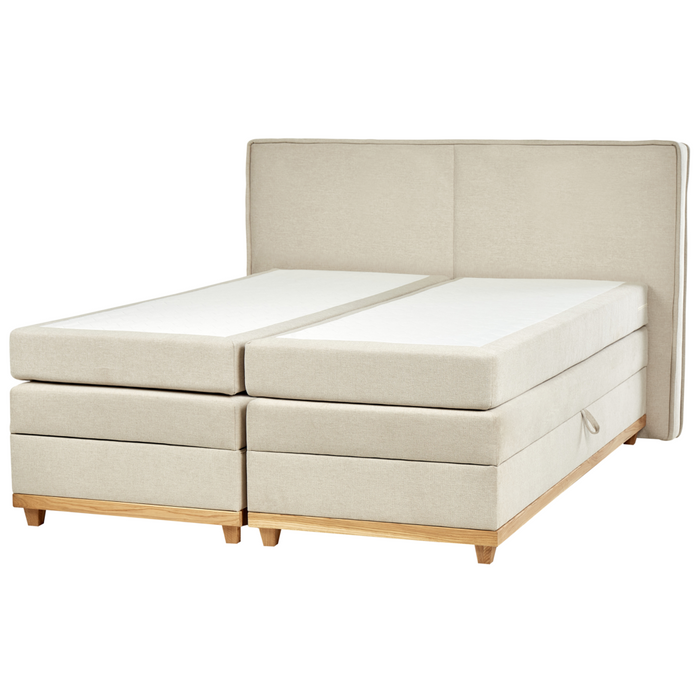 Divano letto king size UE con contenitore 180 x 200 cm Rivestimento beige con materasso a molle Bonell