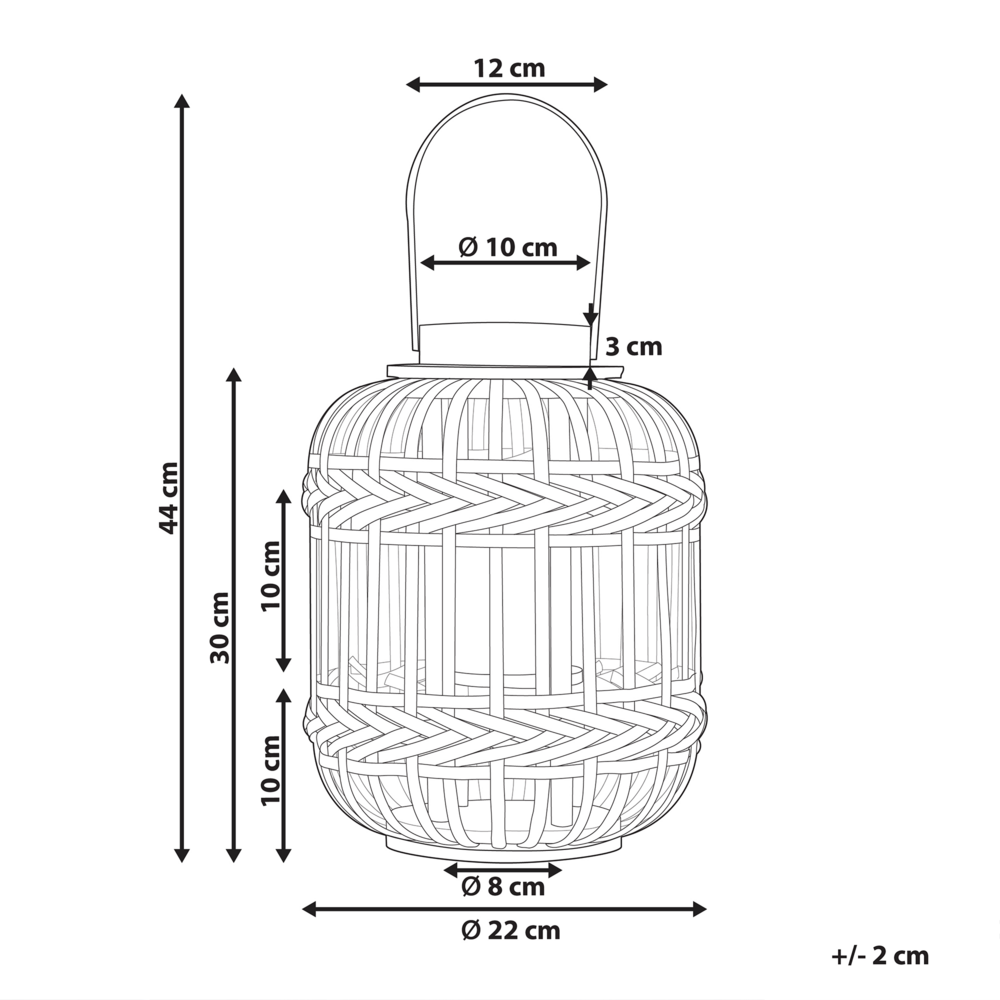 Lanterna in legno di bambù nero in vetro boho per interni 30 cm soggiorno camera da letto